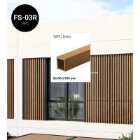 WPC louver slat FS-03A, sanded texture, LIGHT OAK, 50x50x2900 mm