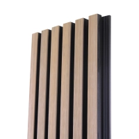 WPC facade panel, 223x26x2900 mm, LIGHT OAK with black joints, 6 grids (0.64 m²)