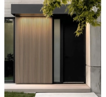 WPC facade panel, 223x26x2900 mm, LIGHT OAK with black joints, 6 grids (0.64 m²)