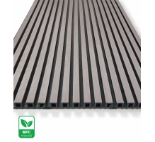 WPC fasadni panel TWIX SLIM, SIVA s crnim fugama, 6 tankih letvica (0,64 m²)