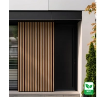 WPC facade panel TEAK/BLACK, GRAIN texture 2K26, 219x2900 mm, dual color (0.63 m²)
