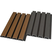 WPC facade panel DARK TEAK/BLACK, 219x2900 mm, ripple texture, half co-extrusion (0.63 m²)