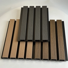 WPC facade panel DARK TEAK/BLACK, 219x2900 mm, ripple texture, half co-extrusion (0.63 m²)