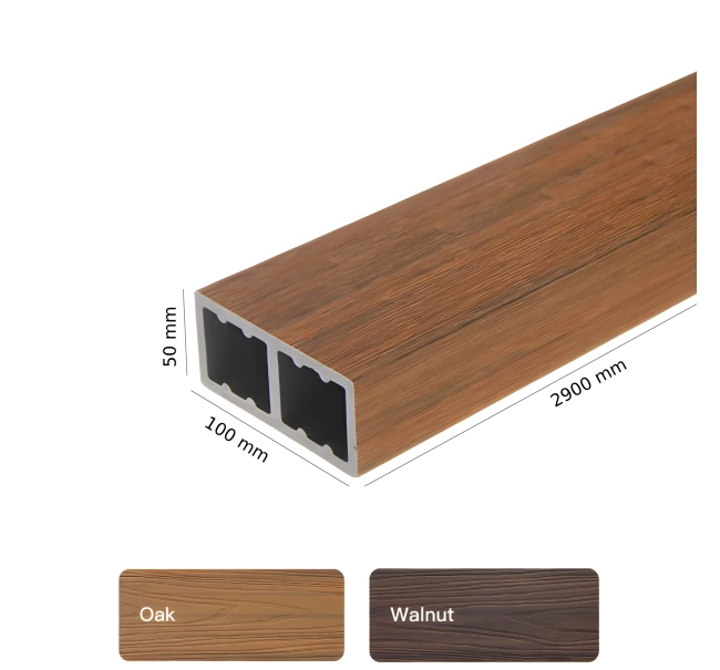 WPC timber tube LT-04A, 3D grain wood, AURORA, 100x50x2900 mm