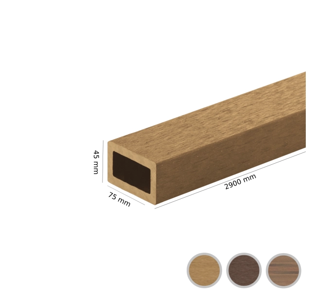 WPC homlokzat lamella FS-05R, csiszolt textúra, RUSZTIKUS TÖLGY, 75x45x2900 mm