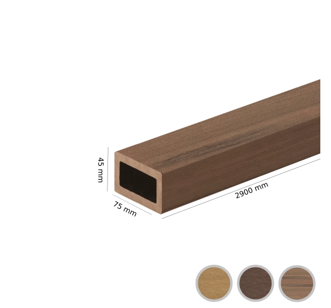 WPC homlokzat lamella FS-05O, csiszolt textúra, TÖLGY, 75x45x2900 mm