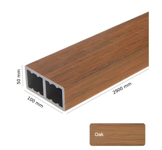 WPC timber tube LT-04A, 3D grain wood, AURORA, 100x50x2900 mm