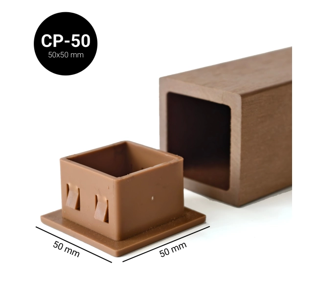 End cap for wooden brise-soleil slats, 50x50 mm, BROWN, plastic