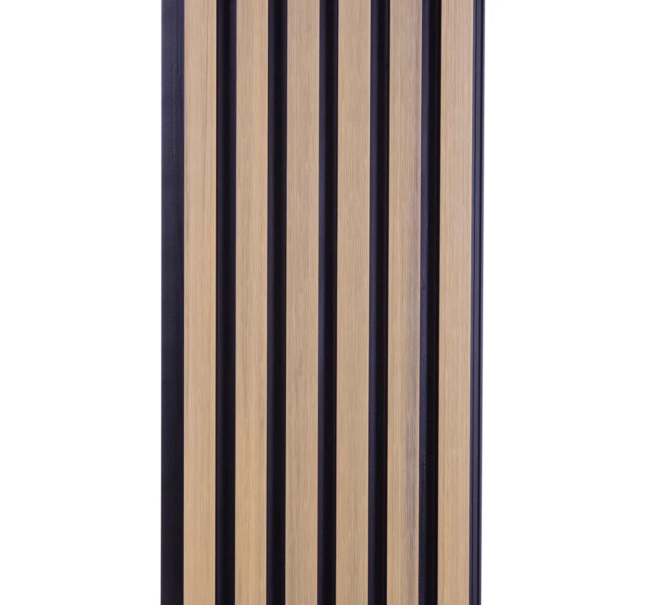 WPC facade panel, 223x26x2900 mm, LIGHT OAK with black joints, 6 grids (0.64 m²)