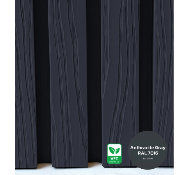 WPC facade panel, 219x26x2900 mm, ANTHRACITE (RAL 7016) (0.63 m²)