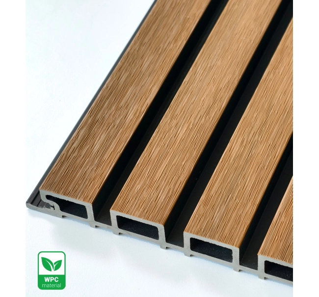 WPC homlokzati panel TEAK/FEKETE, KEFÉLT felület, 219x2900 mm, kétszínű (0,63 m²)