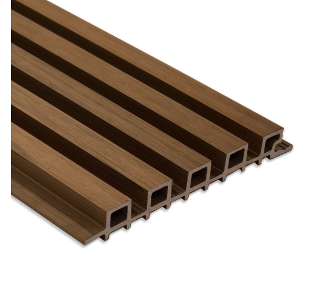WPC Fassadenpaneel TEAK TWIX MINI, 5 Lamellen, 217x2900 mm, gebürstete Oberfläche