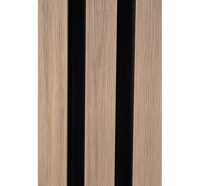 WPC facade panel, 223x26x2900 mm, LIGHT OAK with black joints, 6 grids (0.64 m²)