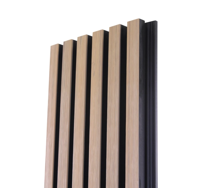 WPC facade panel, 223x26x2900 mm, LIGHT OAK with black joints, 6 grids (0.64 m²)
