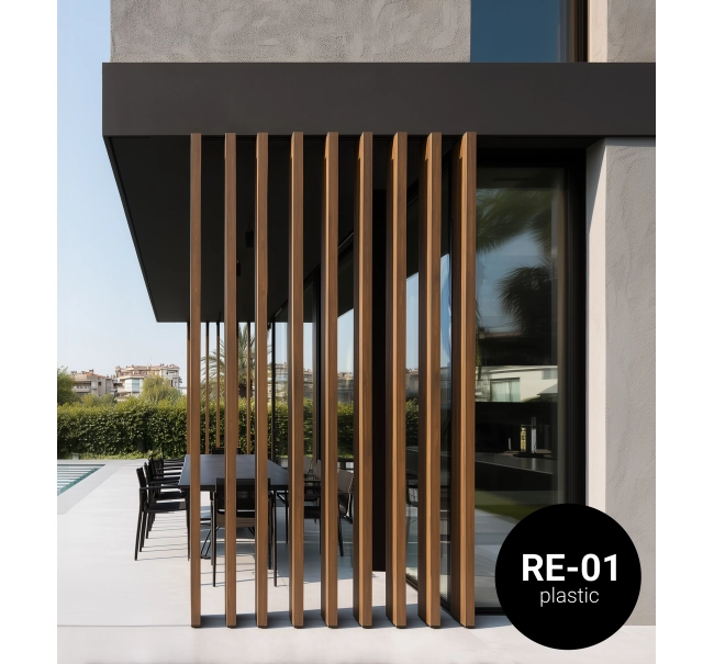 Profile for rotating horizontal WPC slats, RE-01