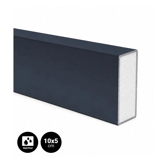 Architectural louvers, galvanized metal, 10x5x300 cm, ANTHRACITE (RAL 7016)