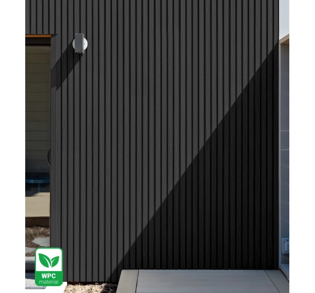WPC facade panel, 219x2900 mm, BLACK FLAT texture (0.63 m²)