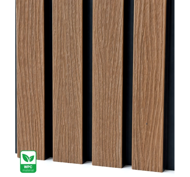 WPC facade panel DARK TEAK/BLACK, 219x2900 mm, ripple texture, half co-extrusion (0.63 m²)