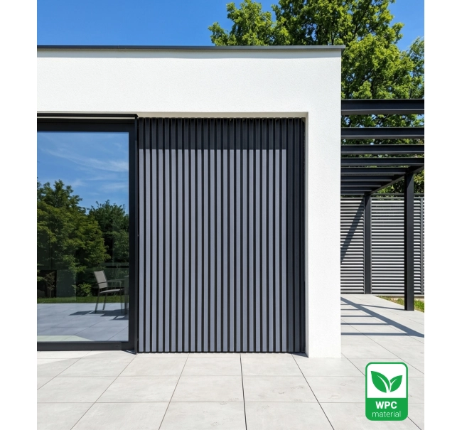 WPC facade panel GRAY/BLACK, 219x2900 mm, ripple texture, half co-extrusion (0.63 m²)